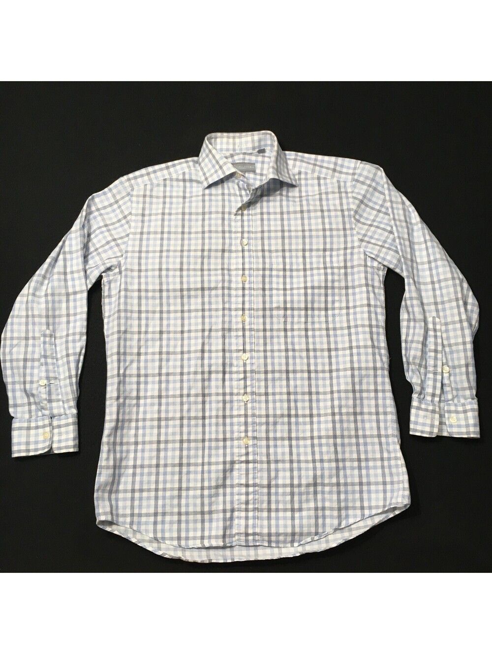 Hickey Freeman Modern Fit BLUE CHECK Dress Shirt 15 33 SEE COLLAR